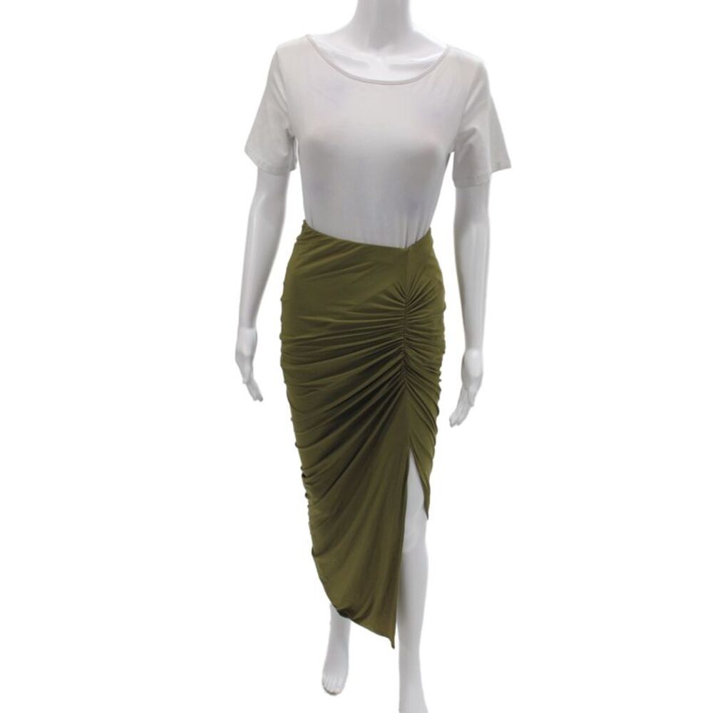 Balmain Women Straight Pencil Midi Skirt Green Size M